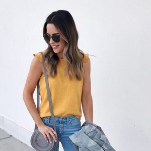 Madewell Ruffle Tank in Mustard